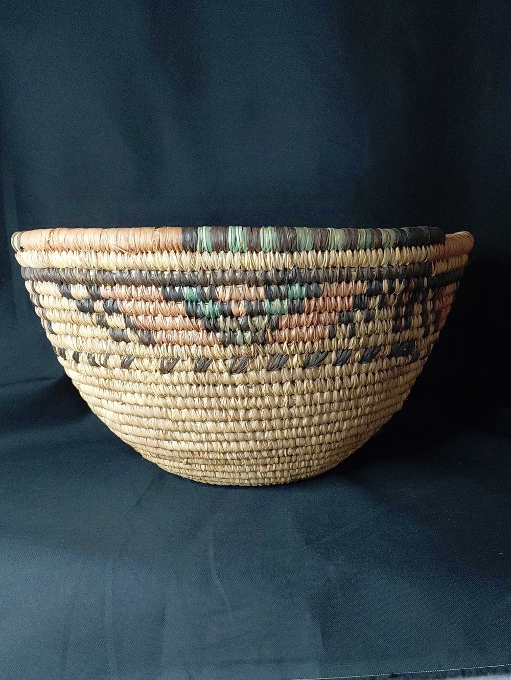 Handwoven Seagrass Basket Bowl in Natural and Muted Tones